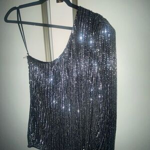 One-Shoulder Sequin Top